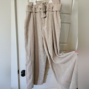 HYFVE Tan Wide Leg Pants with Belted Waist